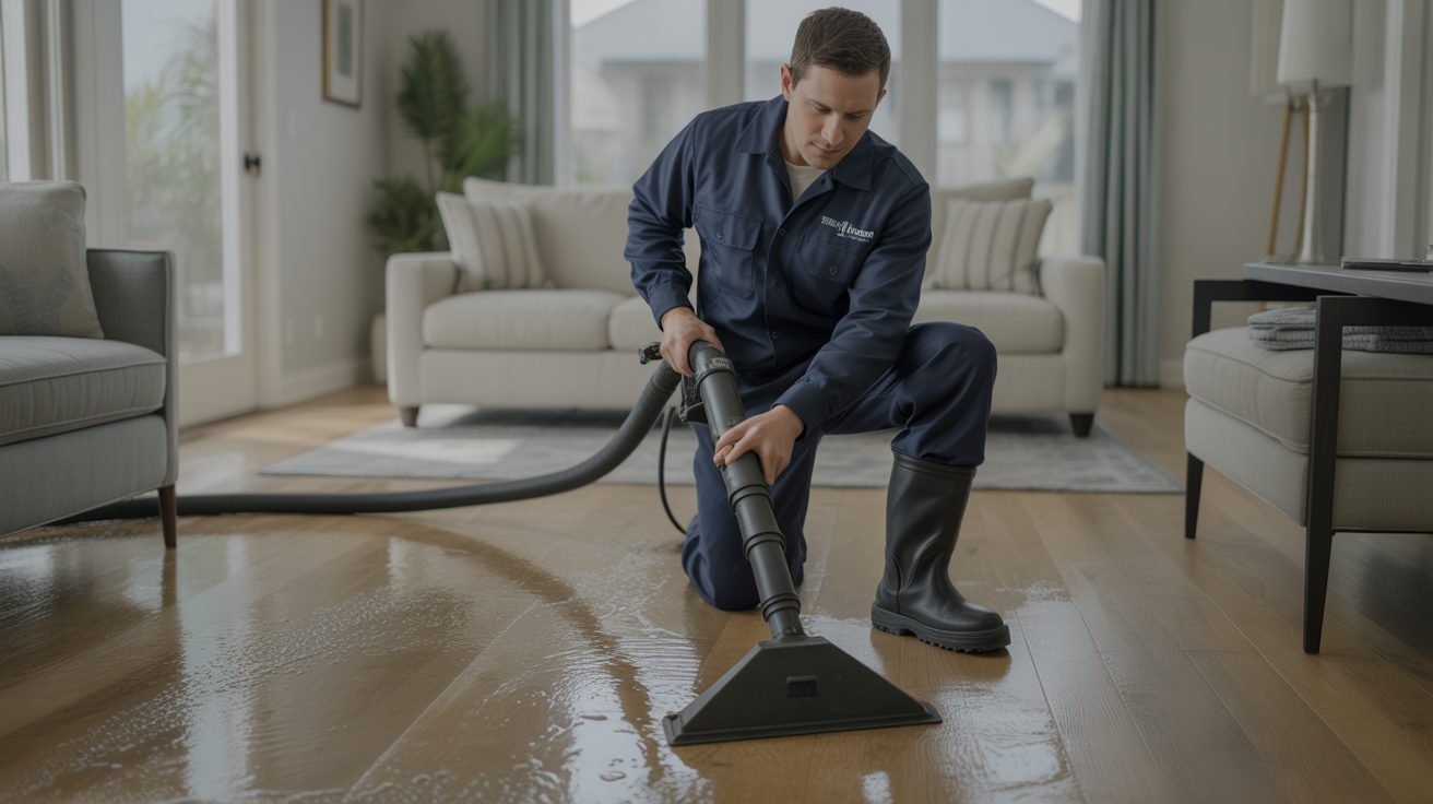 Water Damage Restoration technician responding to a call in Auckland